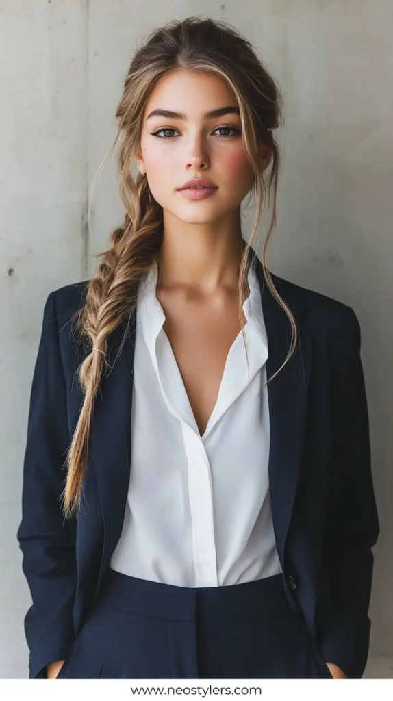 Braid Bun Elegant Work Hairstyles for Long Hair 3