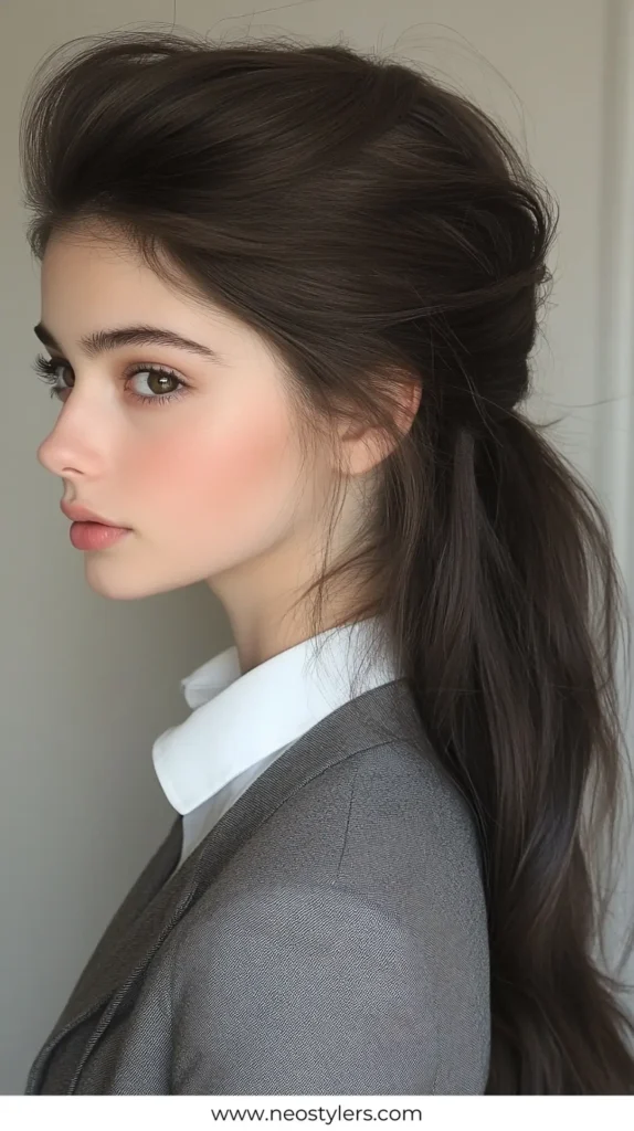 Classic Half Up Half Down 1 Elegant Work Hairstyles for Long Hair 6