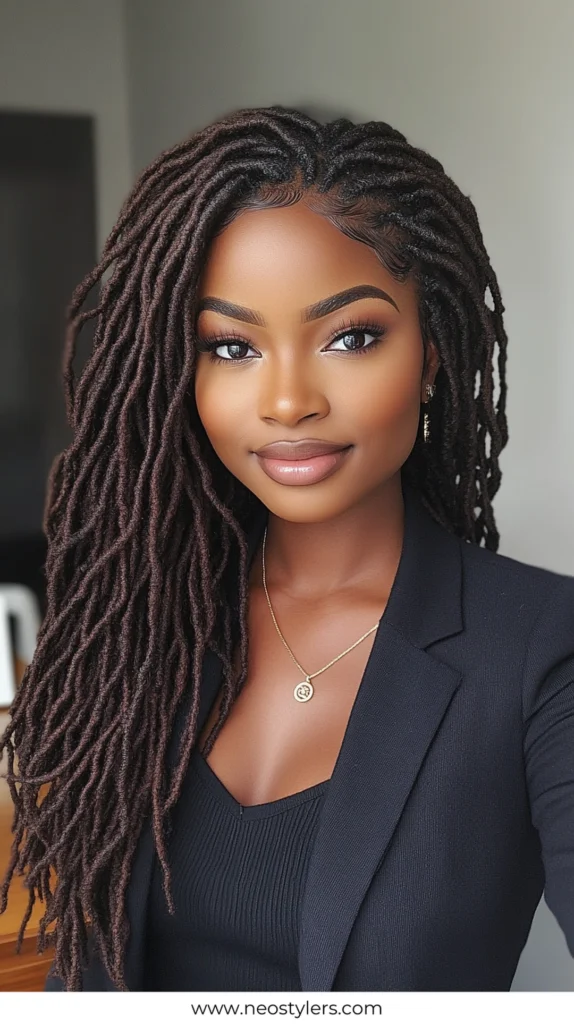 Faux Locs 3 work hairstyles for black women 9