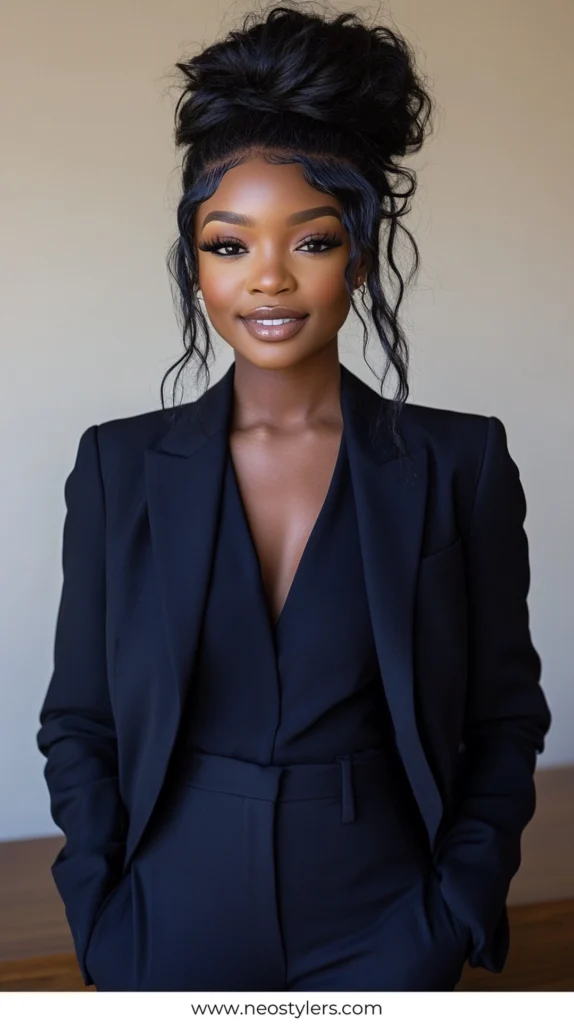 Jumbo High Ponytail work hairstyles for black women 11