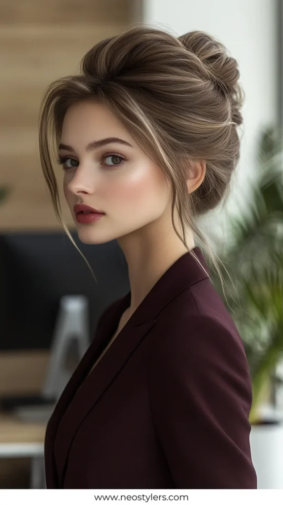 Knotted Bun Bouffant 2 Quick Work Hairstyles for Long hair 10