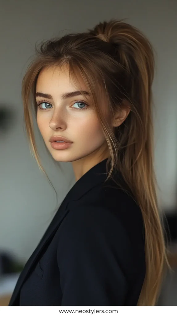 Knotted Ponytail 1 Easy Work Hairstyles for Long Hair 6