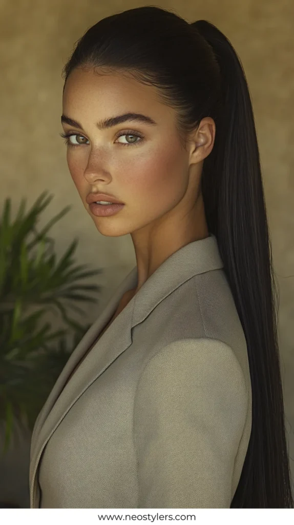 Sleek Ponytail 1 Easy Work Hairstyles for Long Hair 11