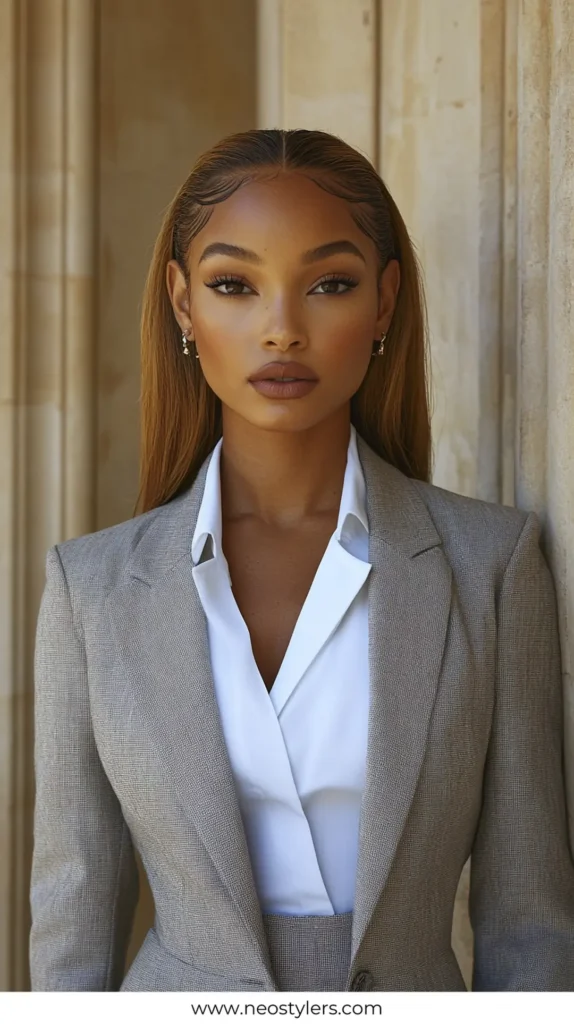 Slicked Back 1 Elegant Work Hairstyles for Long Hair 12