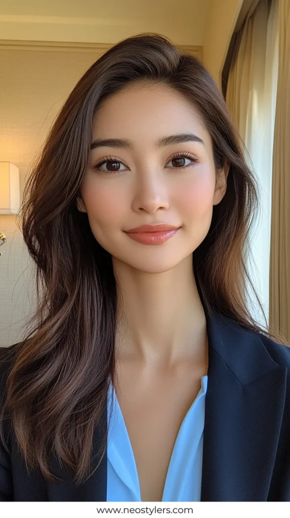 Smooth Blowout Elegant Work Hairstyles for Long Hair 13