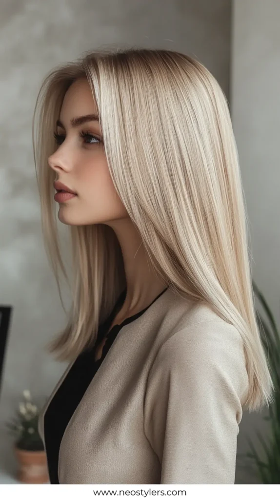 Straight Mid Length 1 Easy Work Hairstyles for Long Hair 13