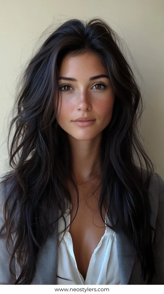 Wispy Fringes 1 Elegant Work Hairstyles for Long Hair 17