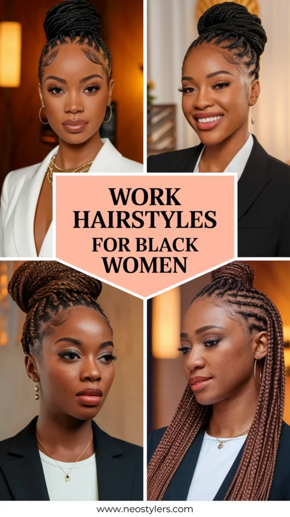 a vibrant collage featuring three stunni 9QmBb9J3QICQLc45B94iTA K1BXS9BYSIS3T7DC4aLIvQ work hairstyles for black women 2