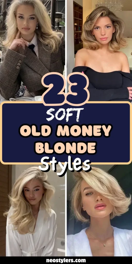 Image displays the title “23 Bold Money Piece Balayage Ideas” with four women showing trendy balayage styles. Each hairstyle features distinct face-framing highlights—ranging from platinum blondes to warm golden tones—blended into brunette or dark blonde bases. The theme highlights the popular money piece trend, offering dramatic yet wearable hair color ideas that add brightness and contour to the face.