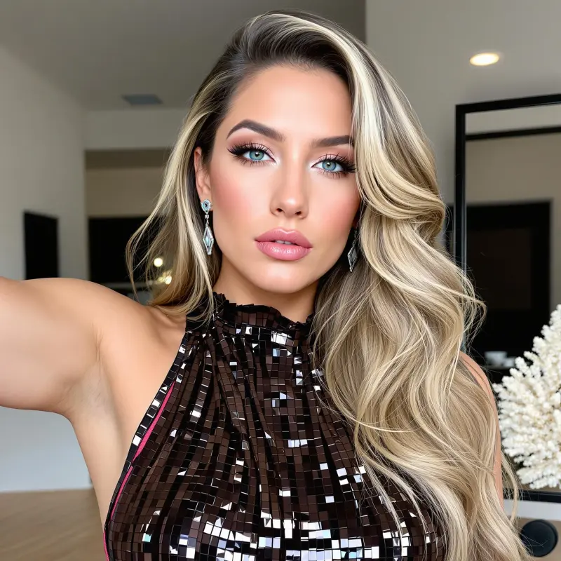 Lustrous Waves of Golden Majesty - blonde bombshell hair
