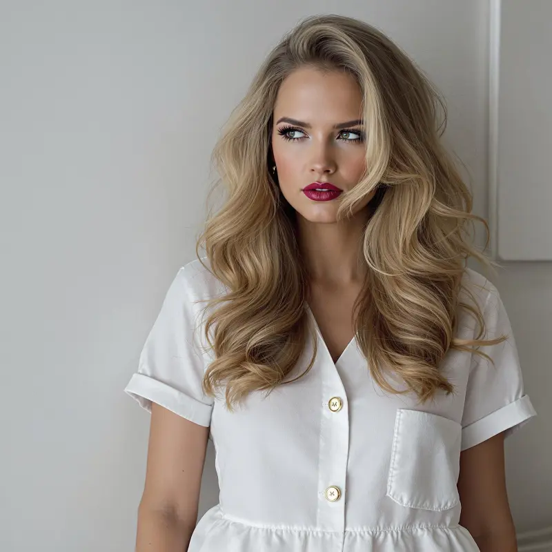 Sunlit Waves of Elegance - blonde bombshell hair