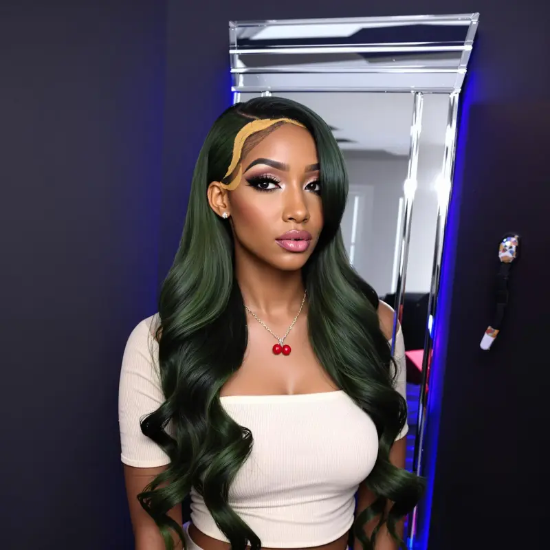 Glamorous Emerald Waves: Your Blowout Transformation Awaits - blowout side part