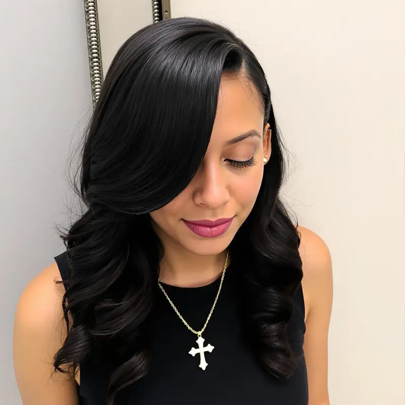 Glamorous Waves of Wonder - blowout side part