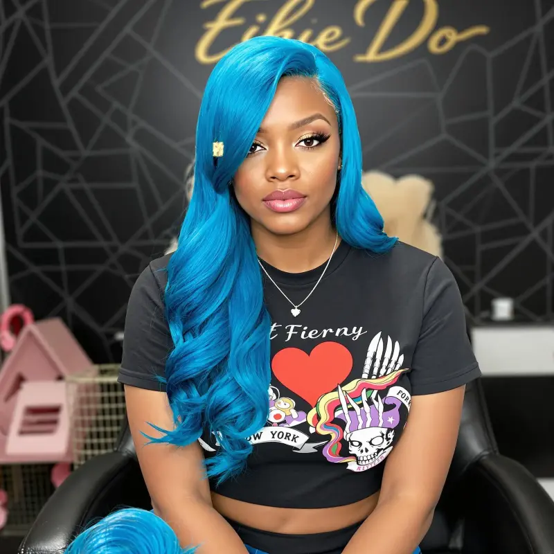 Dazzling Electric Blue Extravaganza - blowout side part