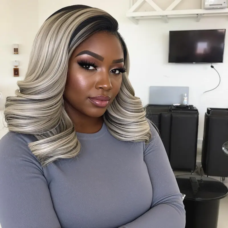 Glamorous Waves of Elegance - blowout side part