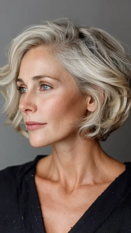 Angled Bob - Short hairstyles for women over 60 with wavy hair