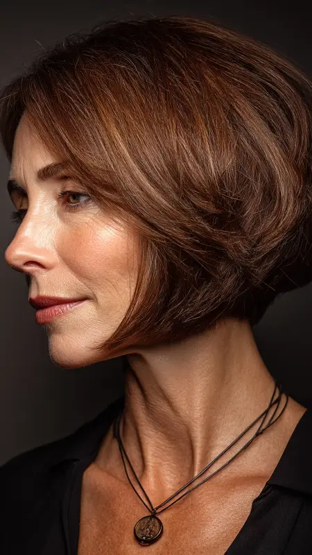 Angled Bob with Side Part - bob haircuts for women over 60 with fine hair