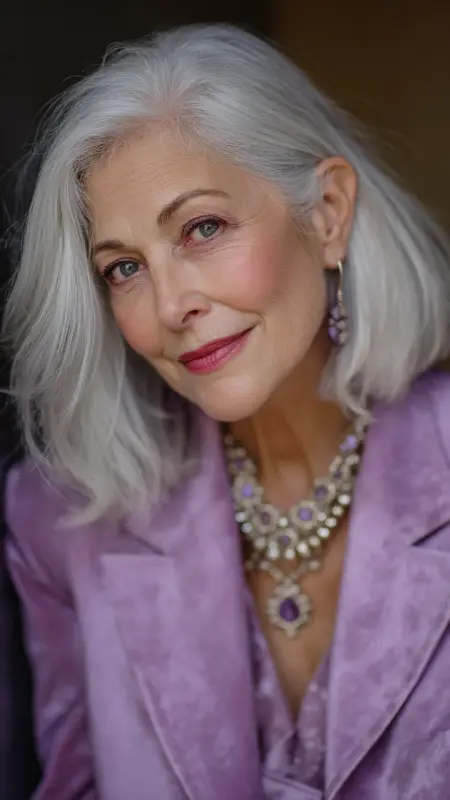 Angled Lob -  Hairstyles for over 70 year old women 