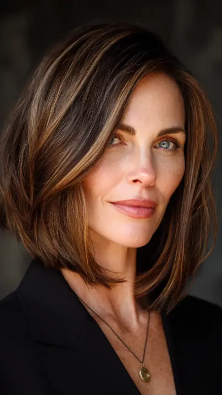 Angled Lob with Swoop Layers - Sassy hair older women