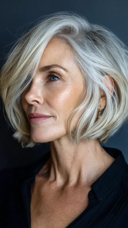 Angled Shoulder-Length Bob - Medium length haircuts for women over 50