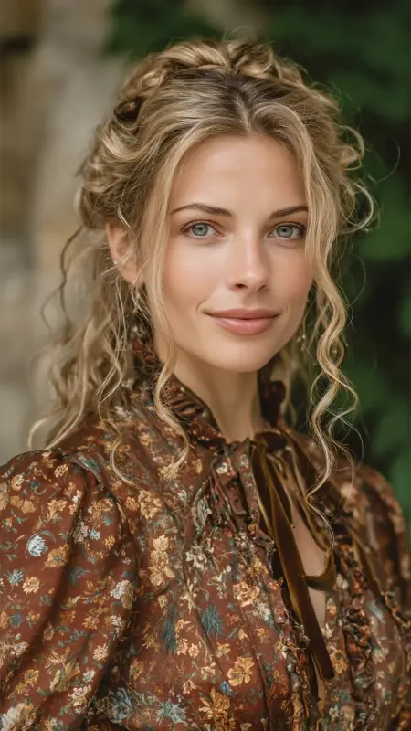 Antique Gold Blonde - Half-Up Velvet Bow Style - Old money hair color