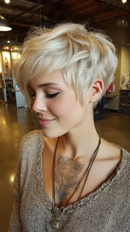 Ash Blonde Pixie Cut - Low maintenance hair color