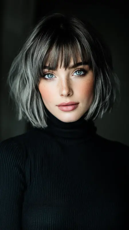 Ash Silver Bob with Undercut - silver hair color ideas