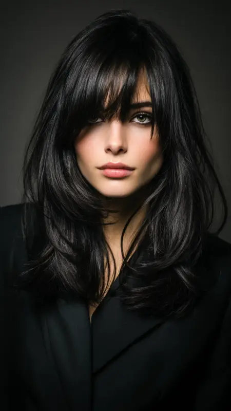 Asymmetrical Blowout with Curtain Bangs - Blowout with curtain bangs