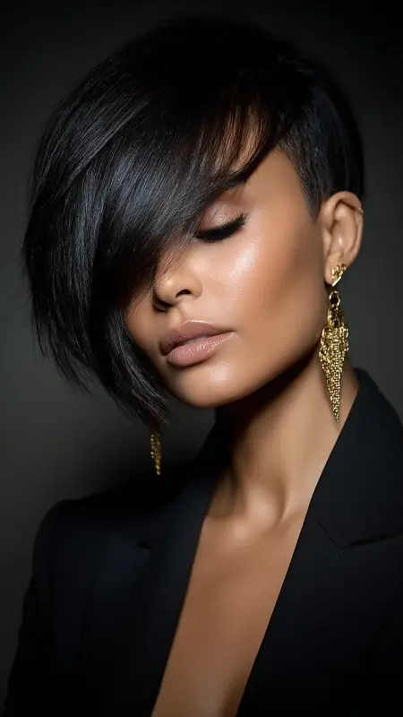 Asymmetrical Bob - Short Haircuts For Black Women Over 50