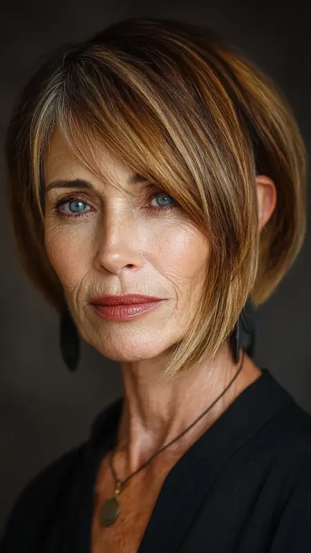 Asymmetrical Bob with Side Sweep - Sassy hair older women