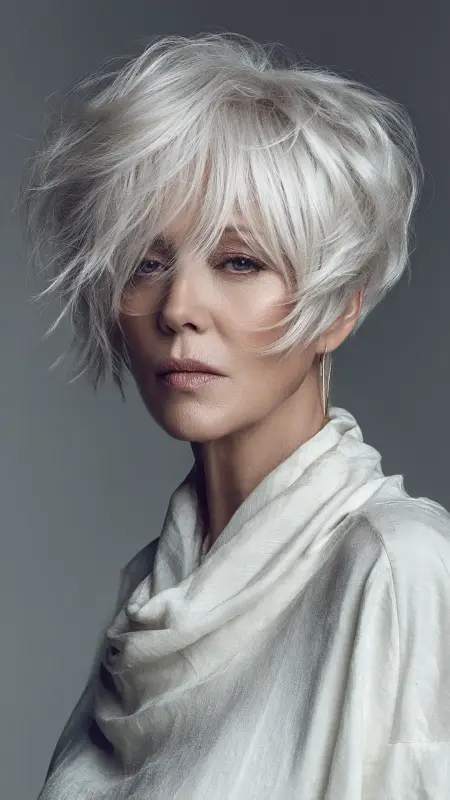 Asymmetrical Bob with Soft Fringe - bob haircuts for women over 60 with fine hair