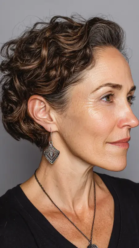 Asymmetrical Curly Cut - Hairstyles For Women Over 60 With Curly Hair