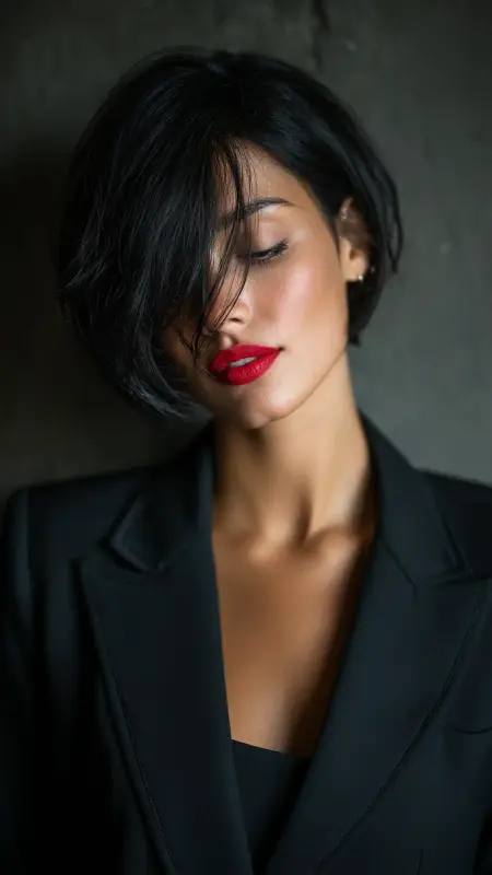 Asymmetrical Inverted Bob with Long Front -  Inverted Bob Haircuts For Fine Hair 