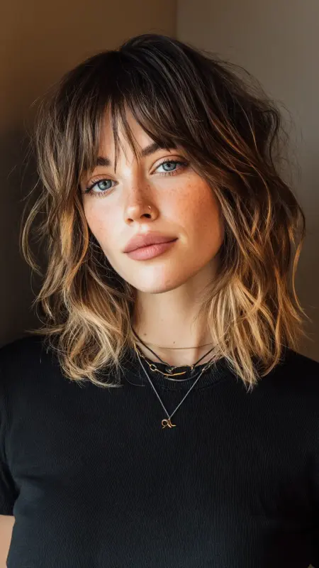 Asymmetrical Layered Cut with Wispy Ends - Medium asymmetrical hairstyles
