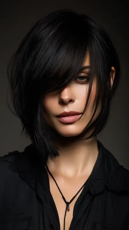Asymmetrical Medium Bob - Medium length haircut for round faces