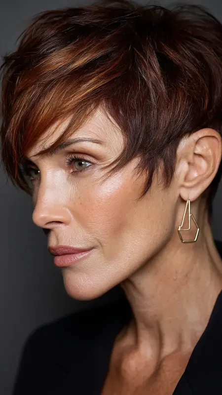 Asymmetrical Pixie -  Pixie Cut Hairstyles For Older Women 