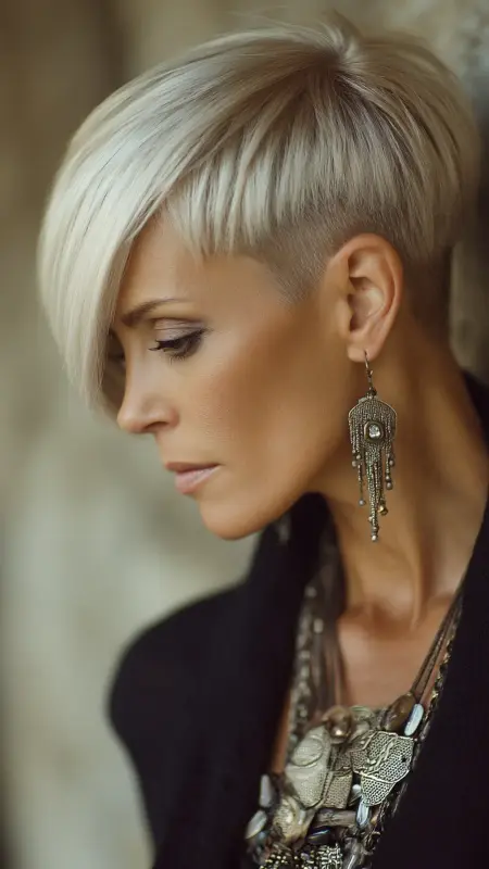 Asymmetrical Short Cut - Hairstyles for women over 70 with fine hair