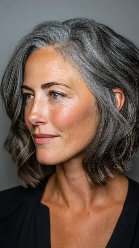 Asymmetrical Shoulder-Length Cut - Shoulder Length Haircuts For Women Over 60