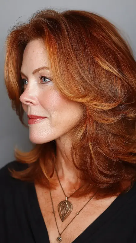 Auburn with Copper Balayage - Hair color ideas for women over 50