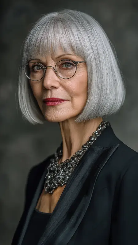 Blunt Bob with Full Bangs - Hairstyles for 80 year old women
