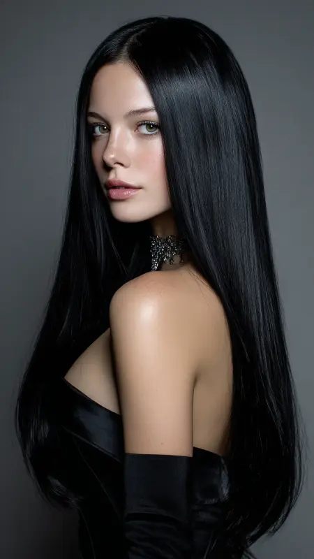 Blunt-Cut Long Hair with Micro Part - Glass Hair