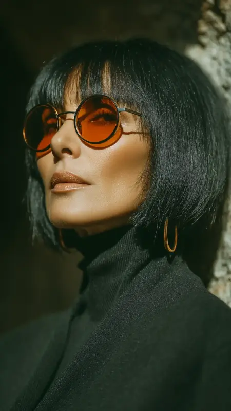 Blunt Cut with Bold Bangs - Sassy hair older women