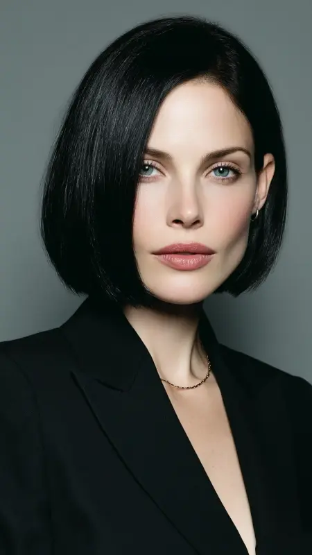 Blunt Shoulder-Length Bob - Shoulder length haircut for round faces
