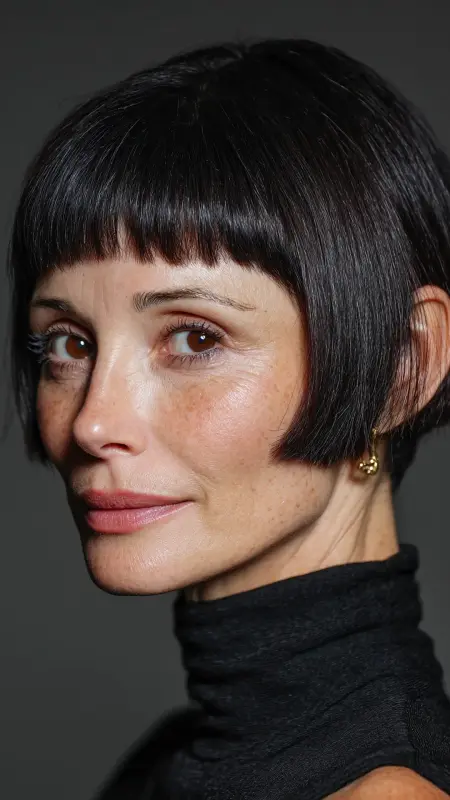 Bob with Baby Bangs - Medium Length Bob Haircuts For Women Over 50