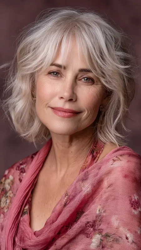 Bob with Curtain Bangs - Medium Length Bob Haircuts For Women Over 50