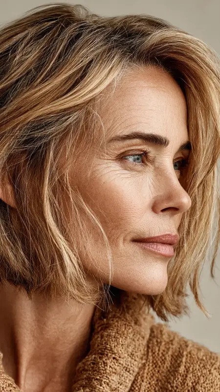 Bob with Feathered Layers - bob haircuts for women over 60 with fine hair