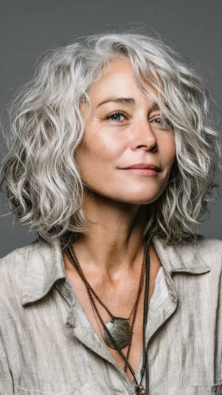 Bob with Textured Waves - Medium Length Bob Haircuts For Women Over 50