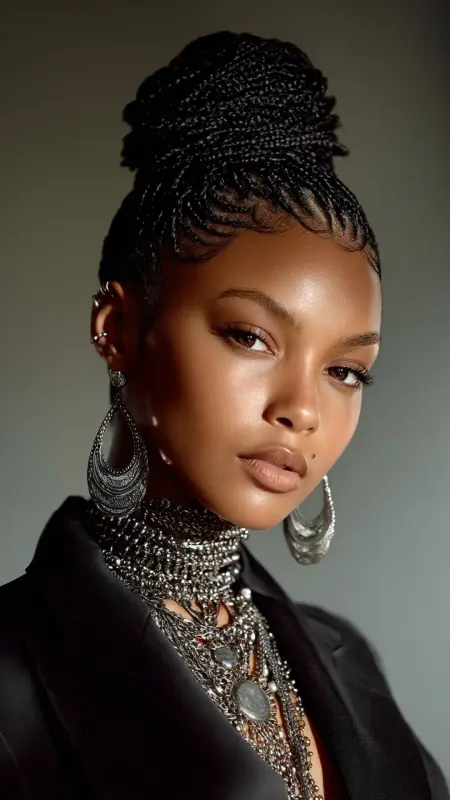 Braided Bun with Feed-In Braids - Afrocentric Hairstyles