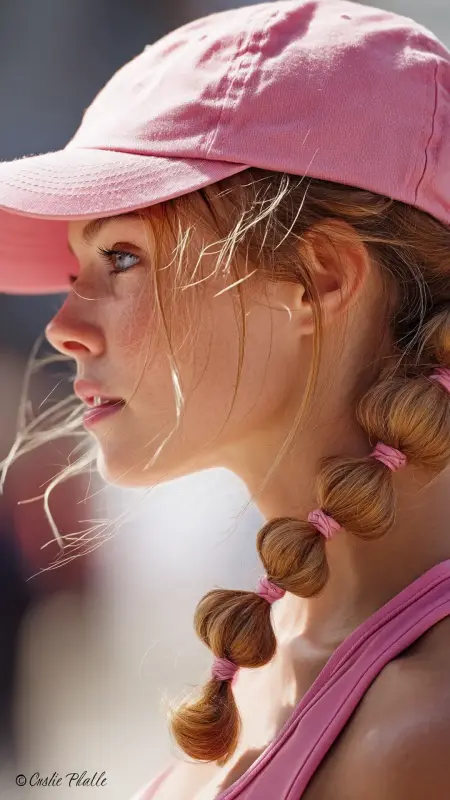 Bubble Ponytail  Trucker Hat -  Trucker Hat Hairstyles 