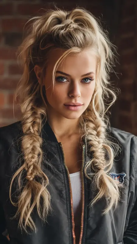 Butterfly Bangs with Braided Ponytail - Butterfly bangs